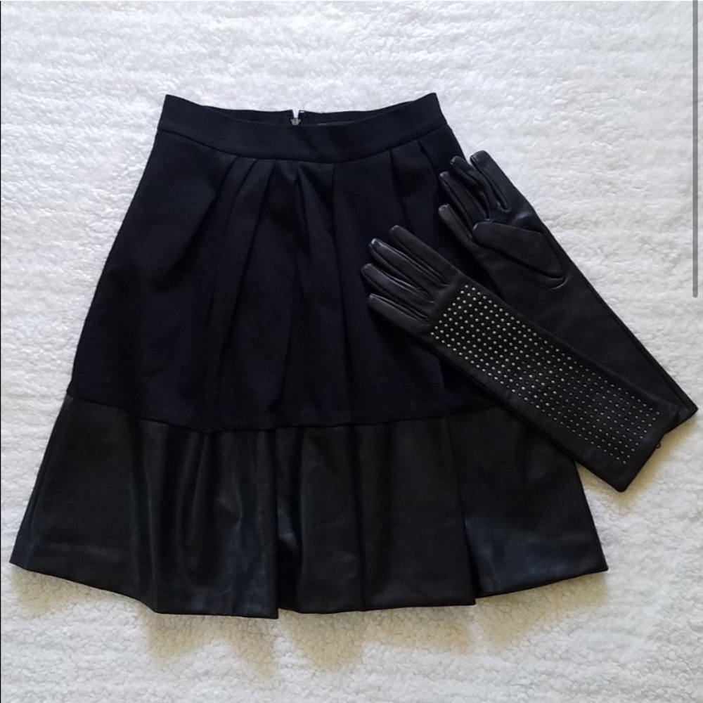 Banana Republic Faux Leather Pleated A-Line Skirt